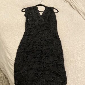 Black layered beaded dress size small le chateau
